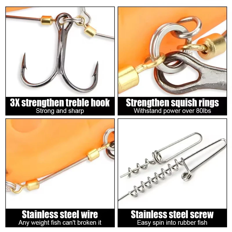 Fishing Hook Rigs Steel Leader, Weighted Daisy Chain Lures, Treble Double Hook Sets with Spring Lock, Handmade Saltwater Freshwa