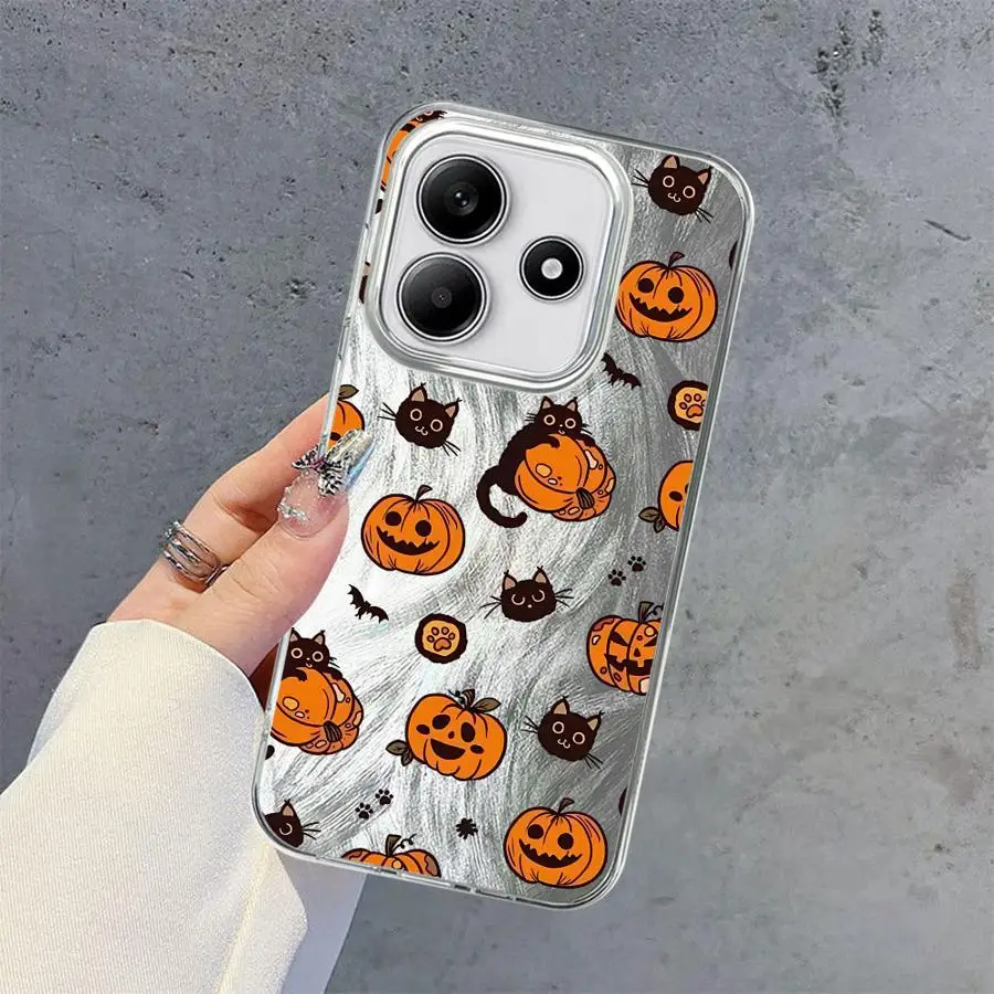 Fashionable Halloween Pumpkin Cat Phone Case for Xiaomi Redmi Note 13 14 Pro Plus 12S 14S 11 12 Pro 11S Black Soft Shell