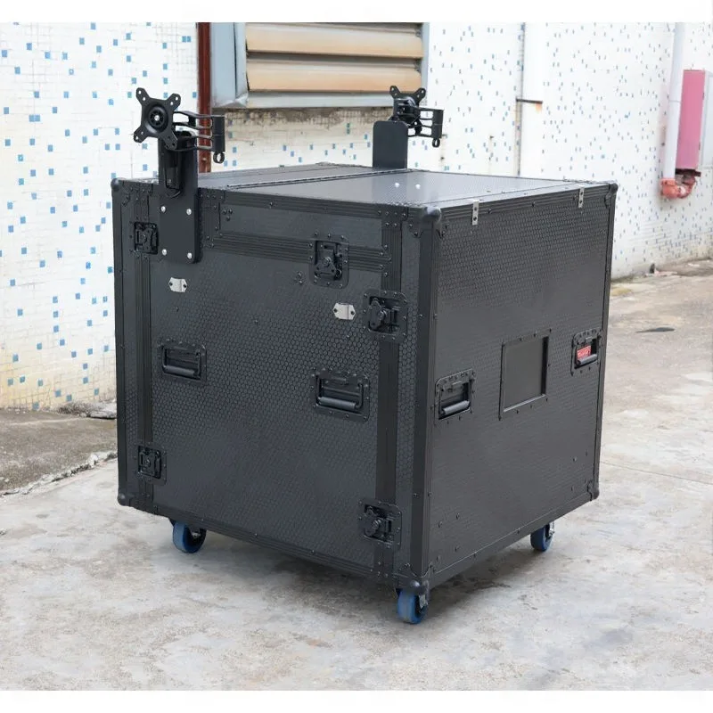 Portable AV Workstation Flight Case with Monitor Mount & Fold-Out Tables