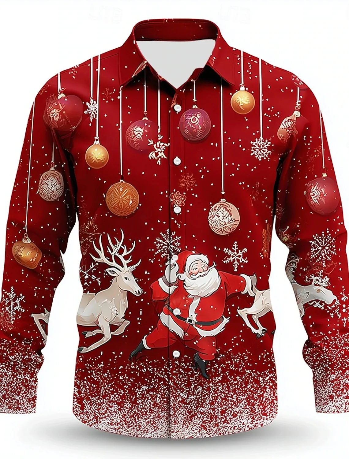 عيد الميلاد الرجال سانتا كلوز الرنة عيد الميلاد الحلي قميص زر حتى كم طويل في الهواء الطلق عطلة ربيع الخريف ترتيب الأسرة القمصان