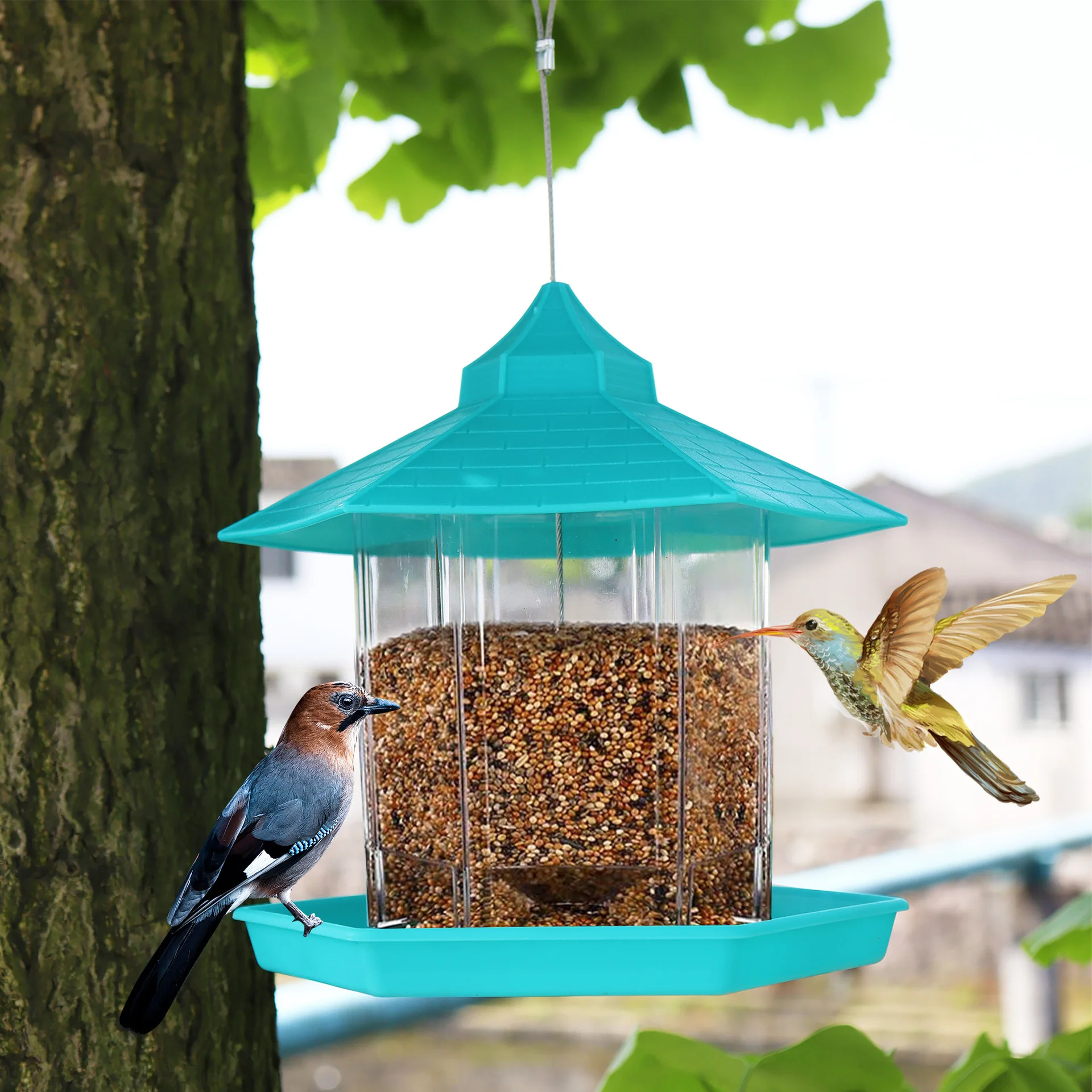 

New Outdoor Garden Automatic Hummingbird Feeder Hanging Bird Feeder Water Pets Dogs Made Plastic Iron