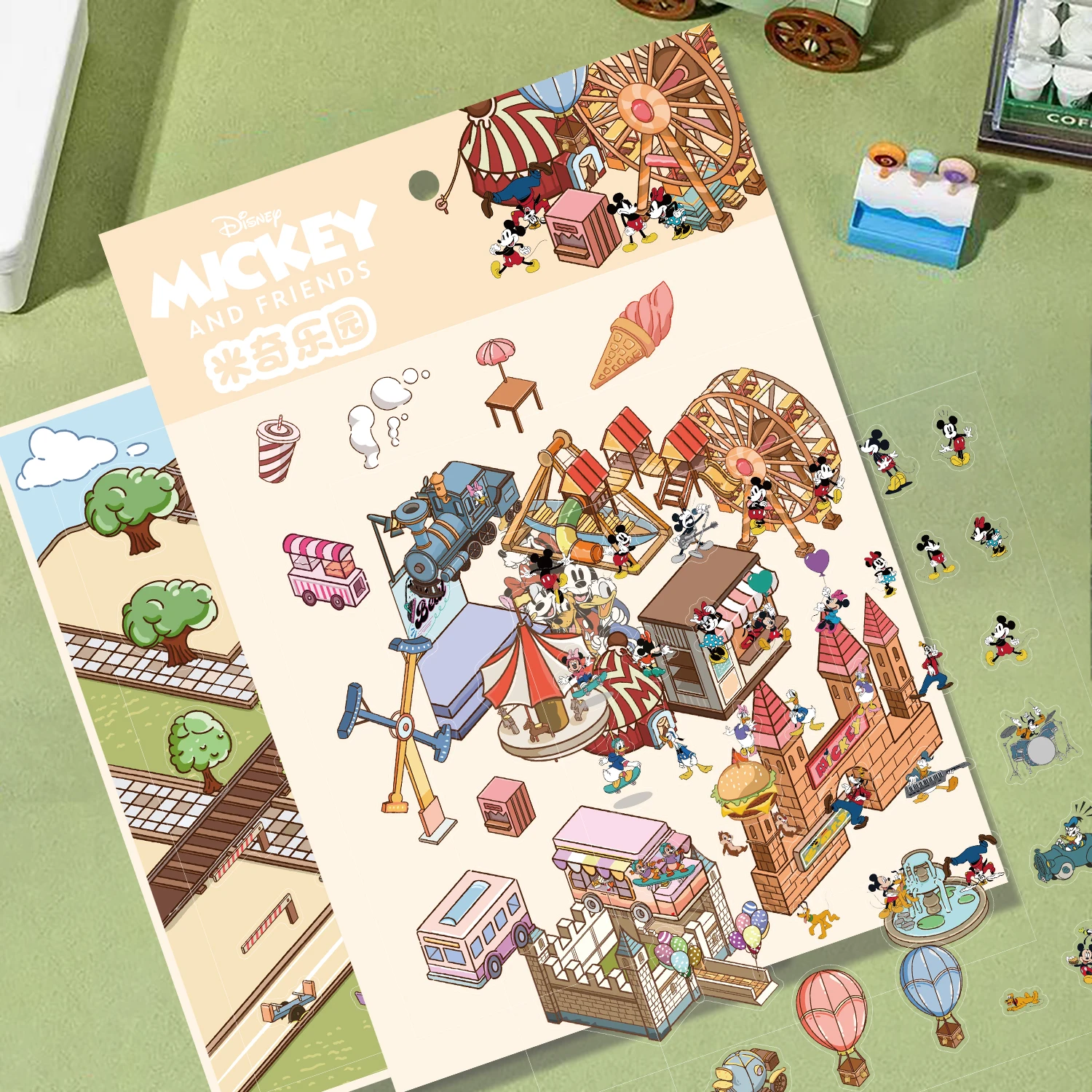 Mickey Park Disney Landschaft Aufkleber Landschaftsbau Aufkleber DIY Hütte Szene Stapeln und Einfügen Hand Konto Geschenk für Kinder Kind