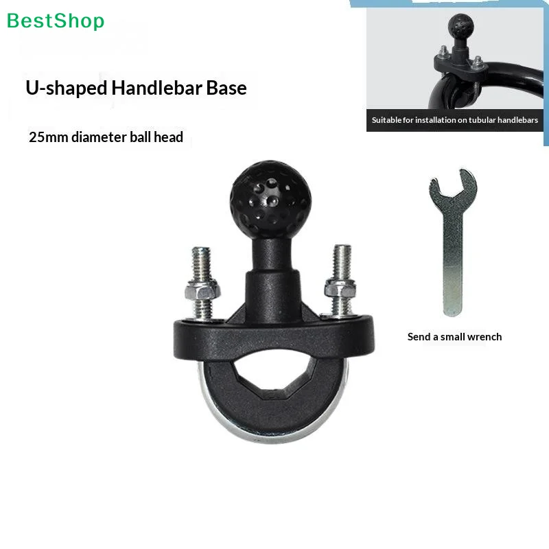 1Pcs U Bolt Mount Base Kit 25mm Ball Clamp Bracket Motorcycle Handlebar Accessories For Motorbike Phone Holder Easily Install