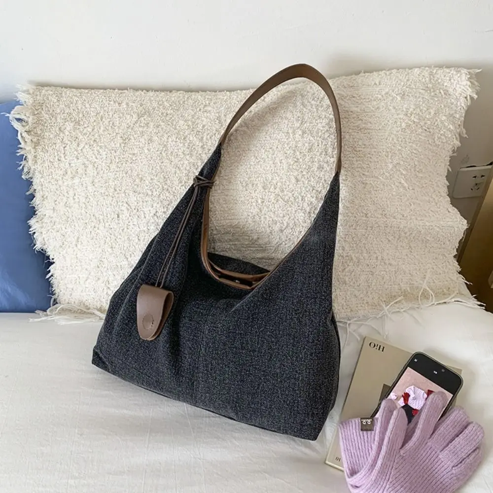 

Fashion Korean Style Denim Tote Bag Harajuku Cowboy Canvas Shoulder Bag Large Capacity Lightweight Commuting Underarm Bag Outing