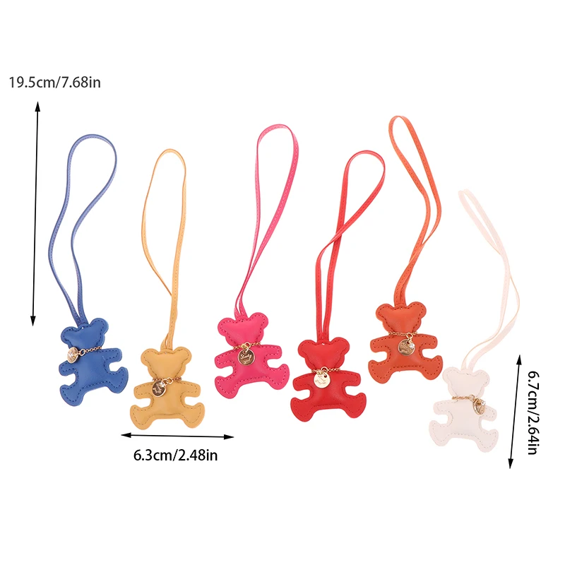 Porte-clés ours mignon en cuir PU, breloque de sac, ornements de cheminée, pendentif porte-clés, décoration de confrontation de sac à dos, cadeau