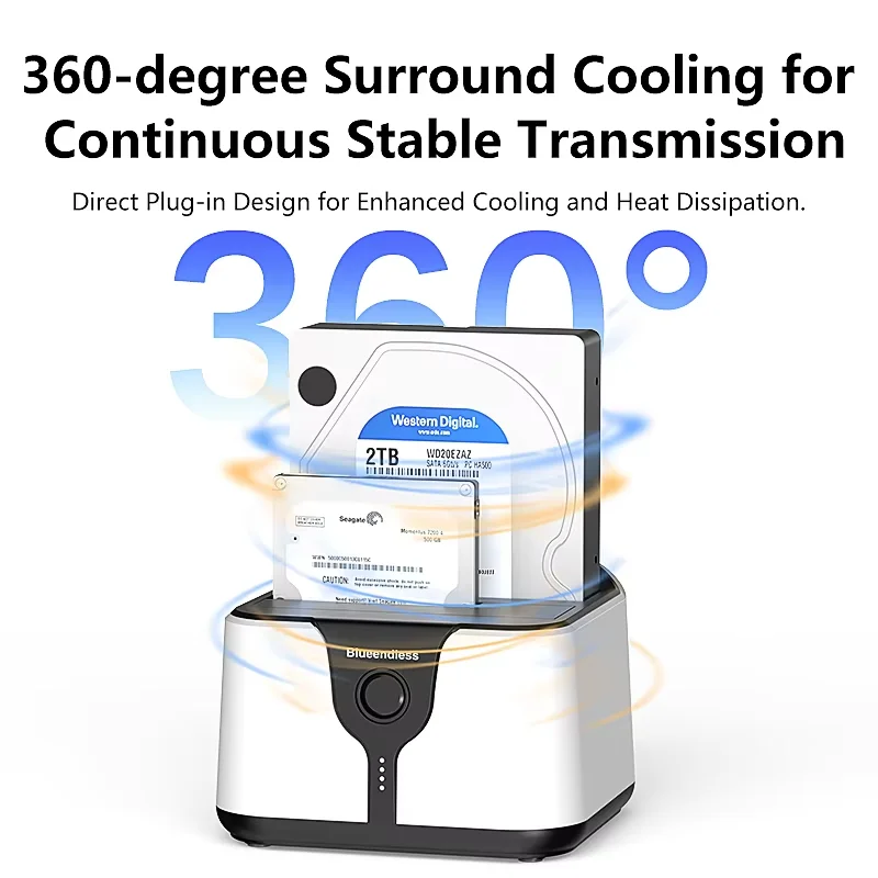 2.5/3.5'' 듀얼 베이 HDD 도킹 스테이션 SATA-USB 3.0 HDD 복제 박스 케이스 SSD HDD 케이스용 노트북용 하드 드라이브 어댑터,2.5/3.5'' Dual Bay HDD Docking Station SATA to USB 3.0 HDD Clone Box Case for SSD HDD Case Hard Drive Adapter for Laptop