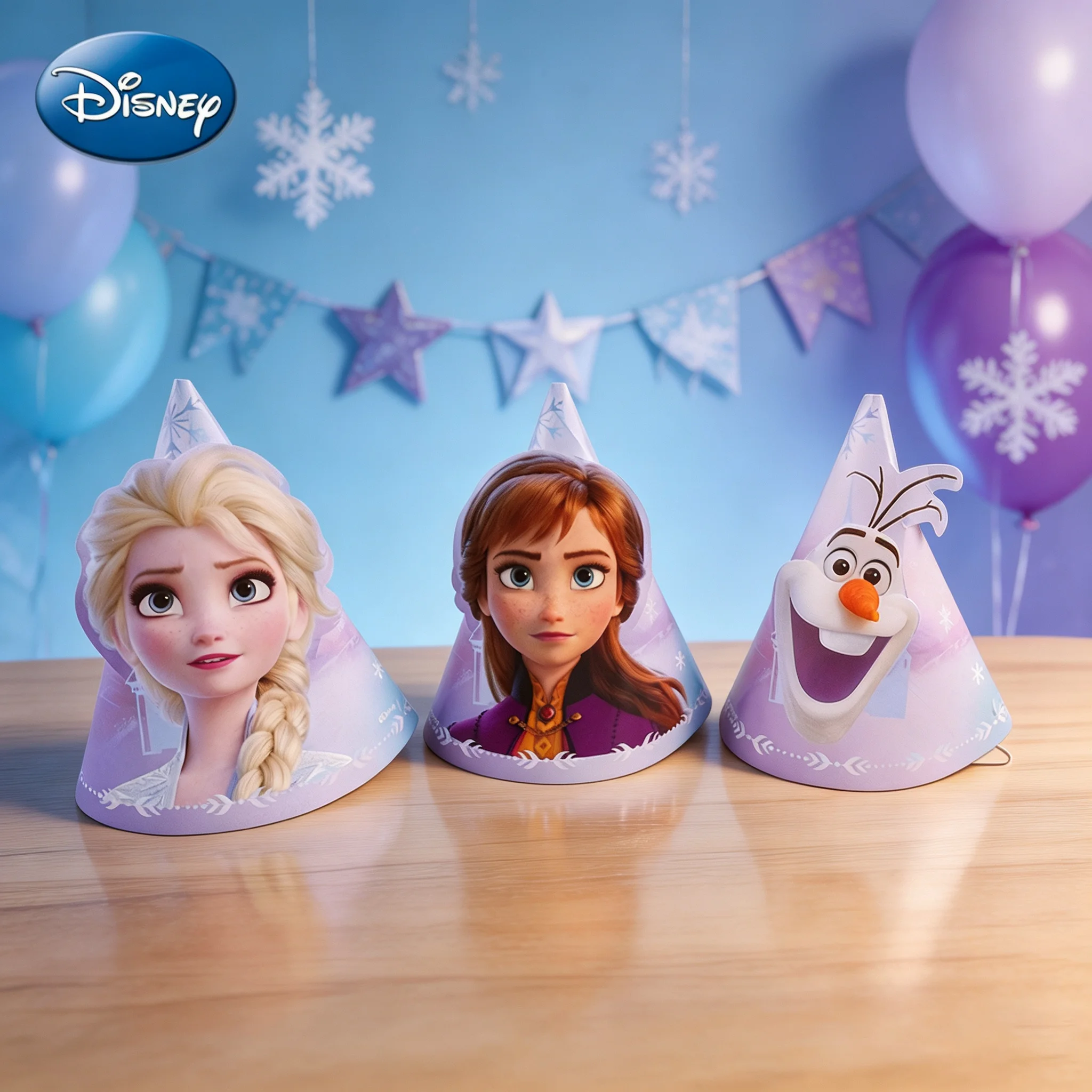 Disney Frozen Geburtstagsparty-Hüte-Set Elsa Anna Olaf Bedruckte Papierpartyhüte mit Elastischem Band Themen-Feierzubehör – Detail 2