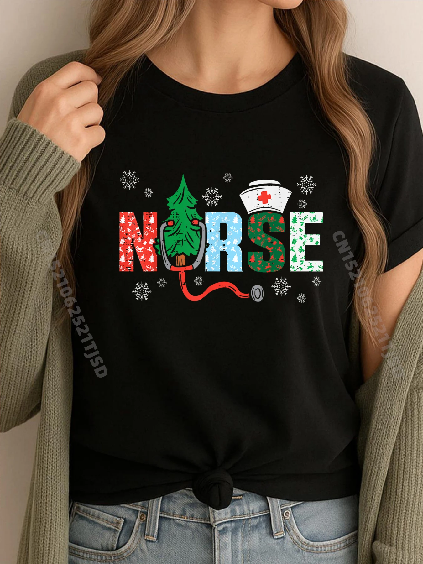 

Медсестра Рождественская елка Медсестры Рождественский зимний скраб Rn Мужская корейская модная футболка с принтом Футболка Мытый день национального флага