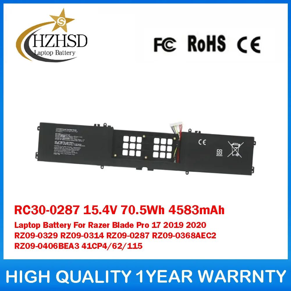 

RC30-0287 15,4 В 70,5 Втч 4583 мАч Аккумулятор для ноутбука Razer Blade Pro 17 2019 2020 RZ09-0329 RZ09-0314 RZ09-0287 RZ09-0368AEC2