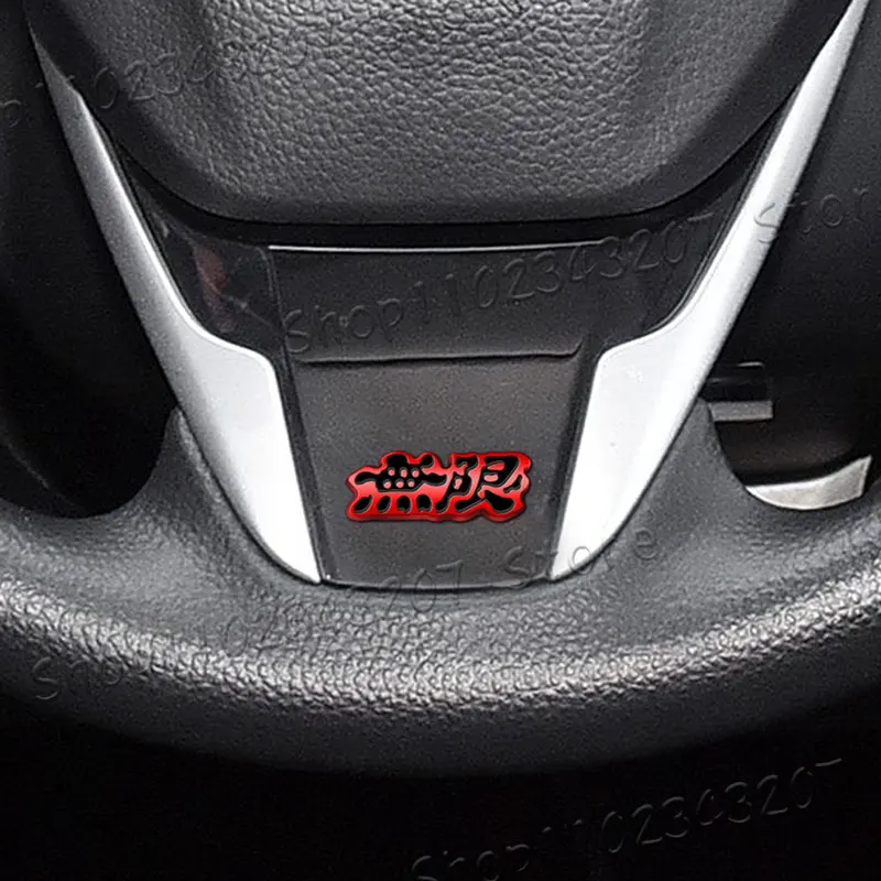 3D Small Metal Alloy Mugen Logo Car Steering Wheel Badge Interior Sticker Decor For Honda Civic Accord CRV HRV City Jazz