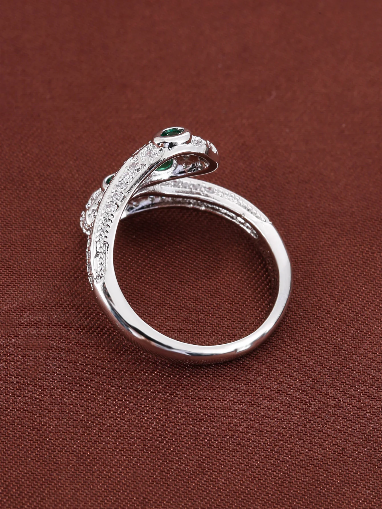 العصرية الأفعى على شكل التصميم الخطي الاصطناعية زركونيا قابل للتعديل المرأة خاتم للولائم والهدايا إكسسوار مجوهرات #6