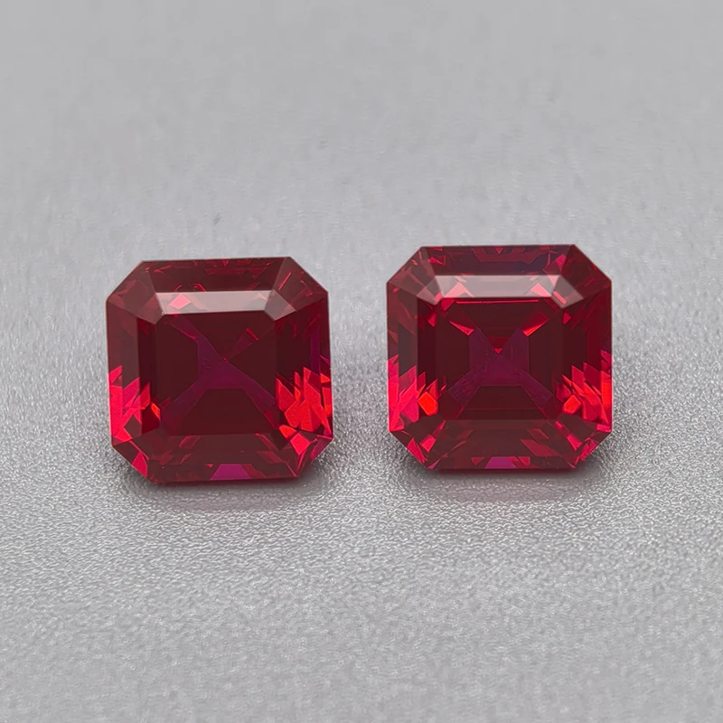 Top Pigeon Blood Lab Grown Ruby Loose Gemstones Asscher Cut with AGL Certificate