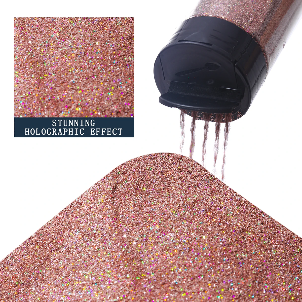 80G/2,8OZ holografischer ultrafeiner Glitzer, 1/128" Harz-Glitzerpulver, Paillettenflocken, Haar, Gesicht, Körper, Nagelglitzer – Detail 12
