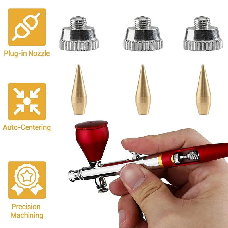 GIGI 10 ชิ้น Airbrush หัวฉีดชุด Airbrush เข็มอะไหล่ประแจและชุดทําความสะอาด Airbrush