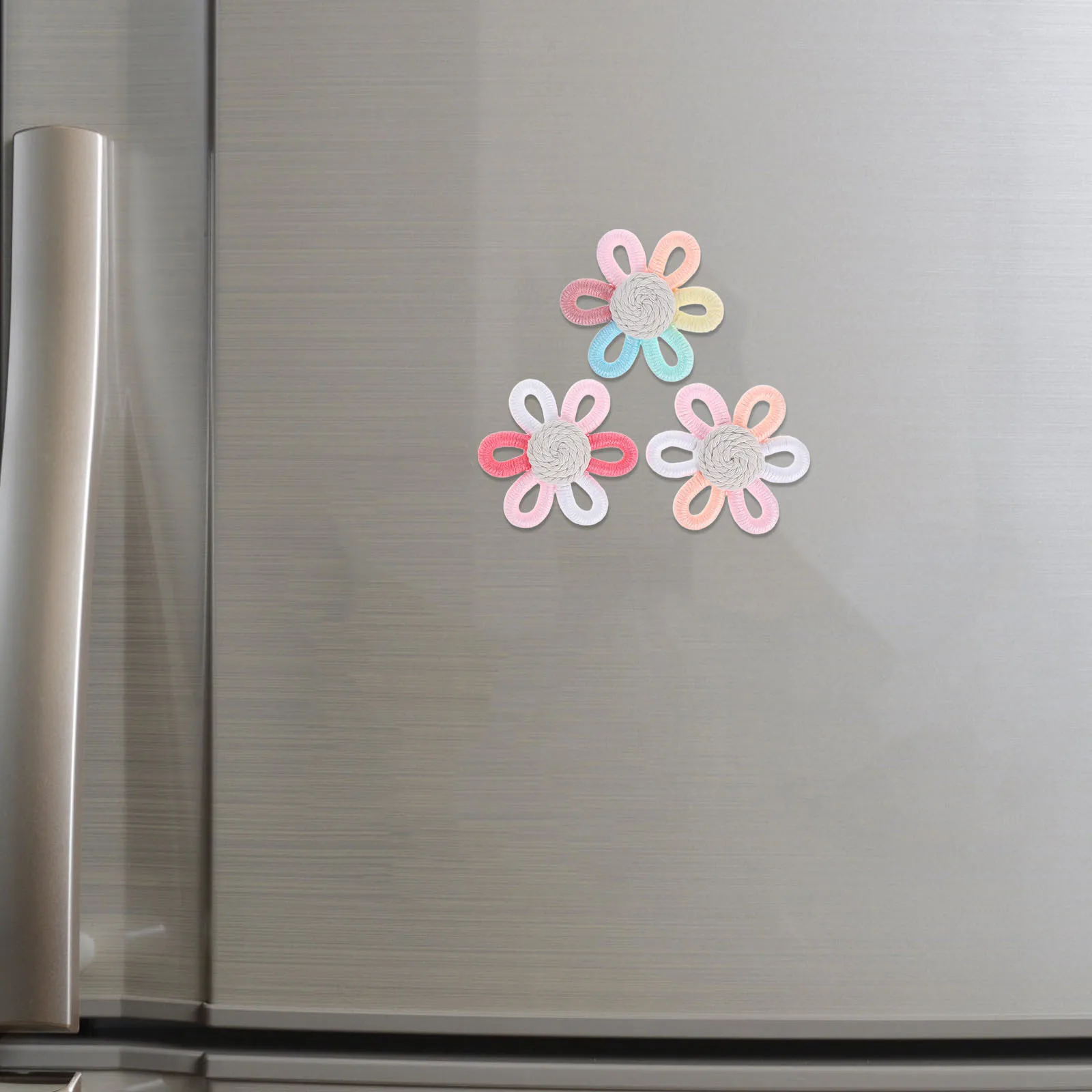 3Pcs Cute Refrigerator Magnets Rainbow Flower 3D Magnetic Decorative Stickers Practical Home Kitchen Accessory