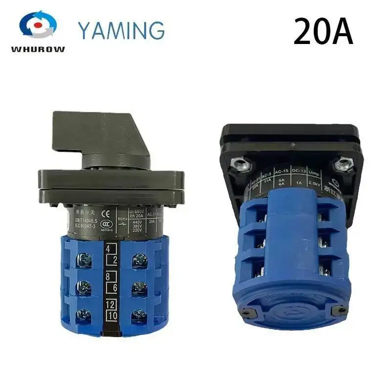 L-O-R 3 Positions 20A/32A Changeover Control Circuit Panel Mounted For Electrician Using Tools Rotary Cam Switch LW26-20/3