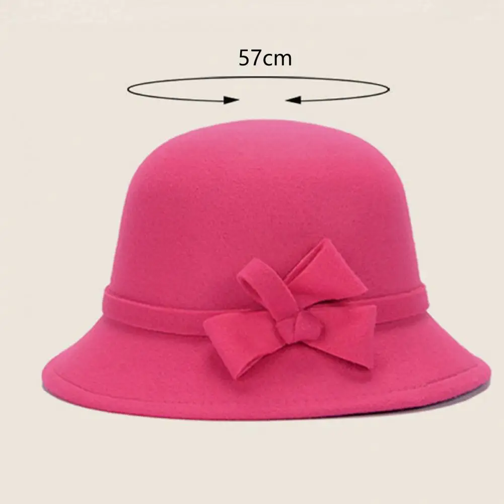 Damen-Kappe, einfarbig, Bowler-Kappe, Kunstwolle, breite Krempe, Cloche-Hut für Teeparty, Kirche, Hochzeit