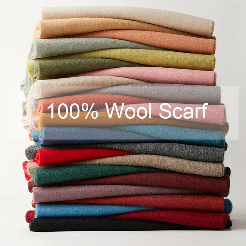JulyPalette 100% Czysta Wełna Ciepły Szalik Damski Zimowy Jesienny Krótki Szal z Frędzlami Wełniany Szal Pashmina Szaliki Kaszmirowe dla Kobiet