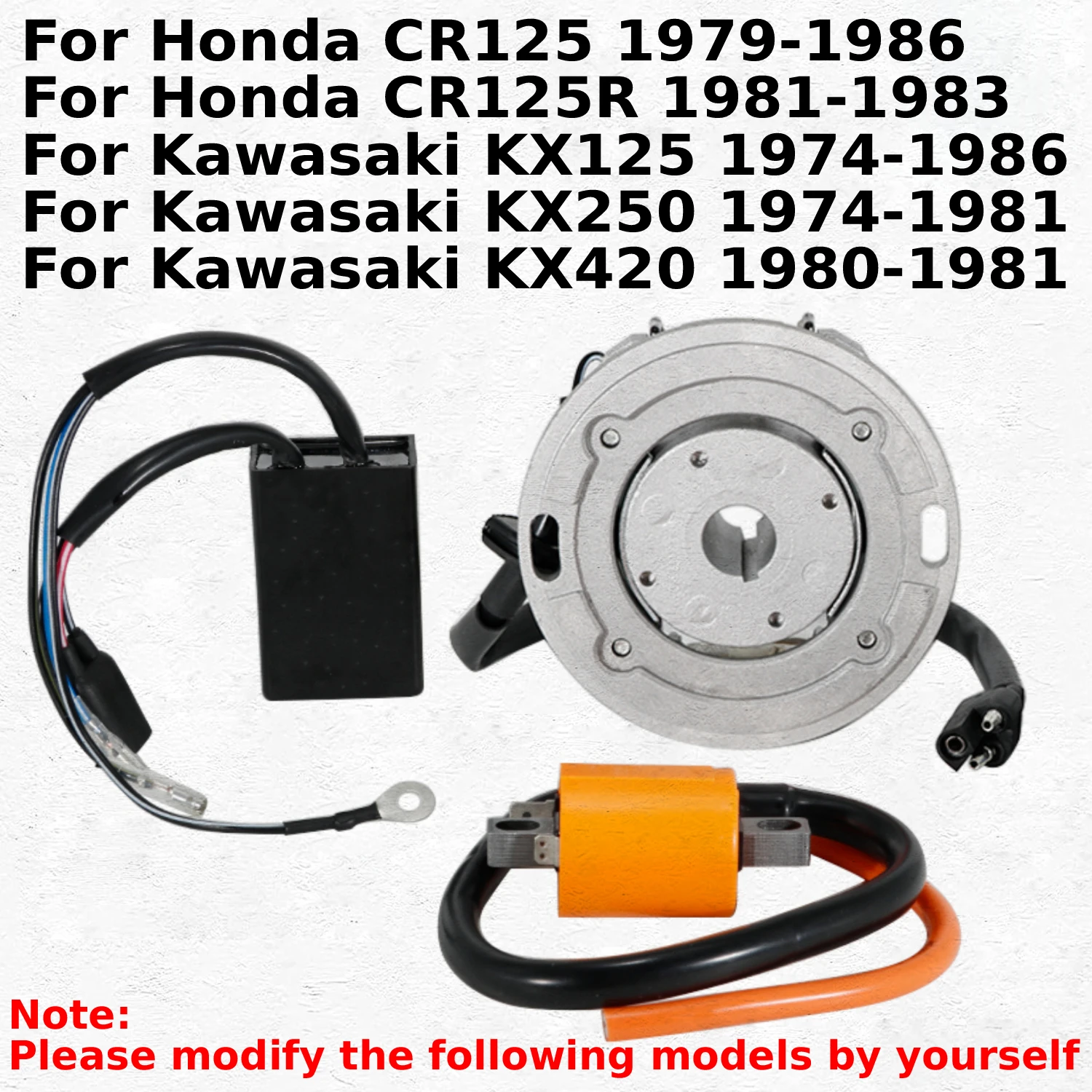 Ignition Coil Flywheel Rotor Stator CDI Kit for Honda CR125 CR125R for Kawasaki KX125 KX250 KX420