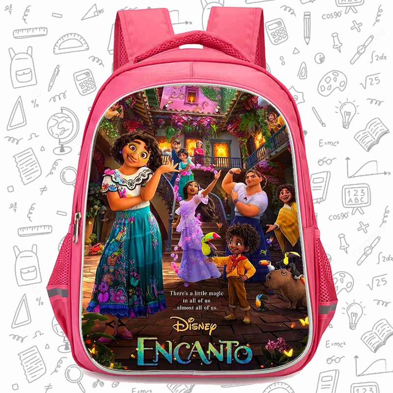 

Girls School Backpack with Double Zipper Pocket,Pink Cartoon ENCANTO School Bags,Durable 16-in Kids Bags for Pupil Students