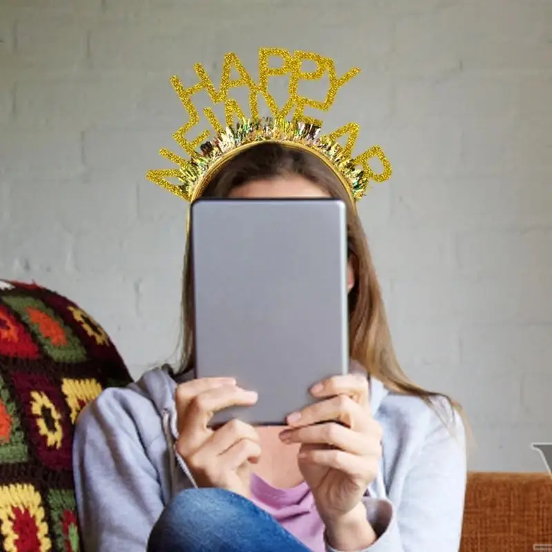 195E Neujahrs-Haarreifen, Blingbling-Lametta, Karaoke-Party-Kostüm, Weihnachts-Stirnband