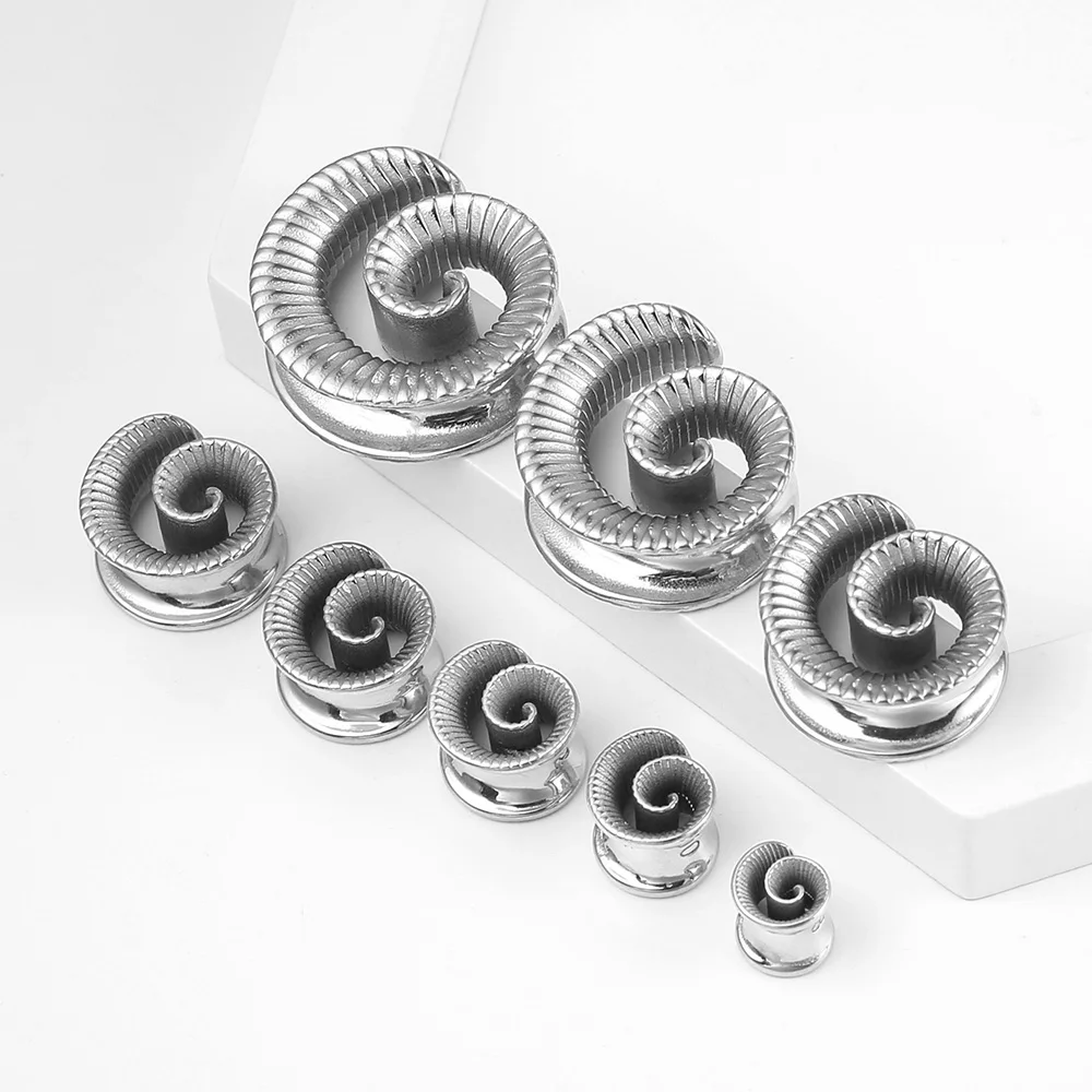 Casvort 2PCS 316 Stainless Steel Cool Ear Tunnels Plug Spiral Saddle Gauges Piercing Body Jewelry for Stretched Earlobe Expander