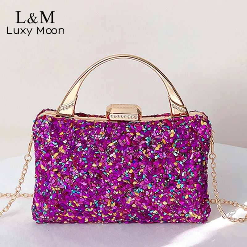 

Вечерняя Женская сумочка с разноцветными камнями, Роскошный дизайнерский клатч зеленого и синего цвета для свадьбы, вечеринки, фиолетовый цвет, XA774H