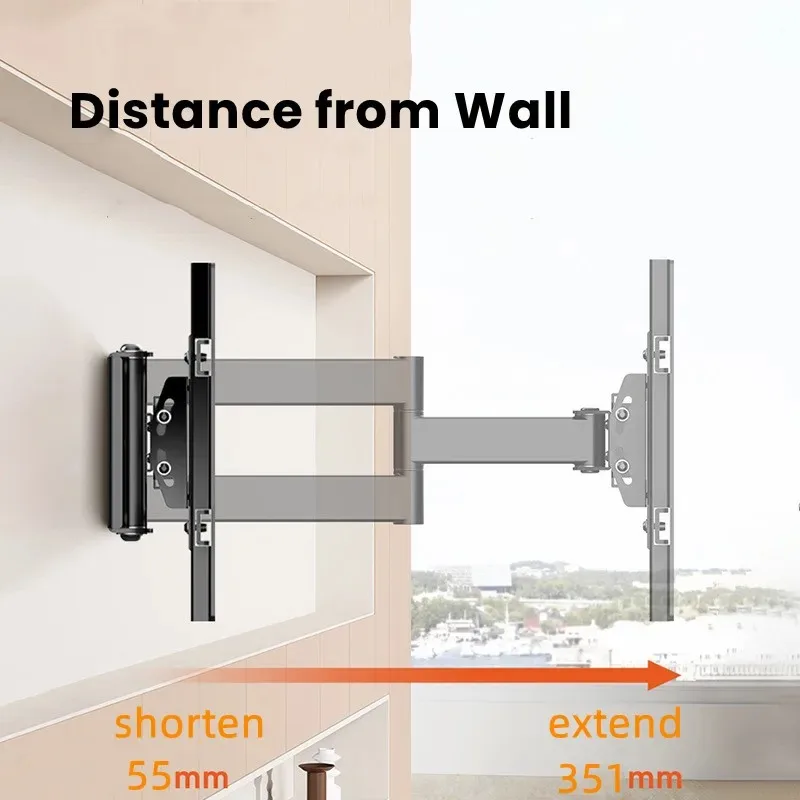 Full Motion New TV Wall Mount for 40-80 Inch TVs, Hold up to 121lbs, Max VESA 600x400mm, Swivel Tilt Dual Arm Easy Assembly