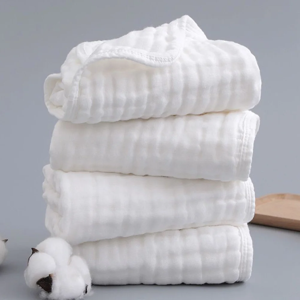 

4 pcs Baby Washcloths Cotton Infant Wipe Sweat Towel Newborn Bath Bibs Supplies Ultra Soft Breathable Organic Toddler Burping