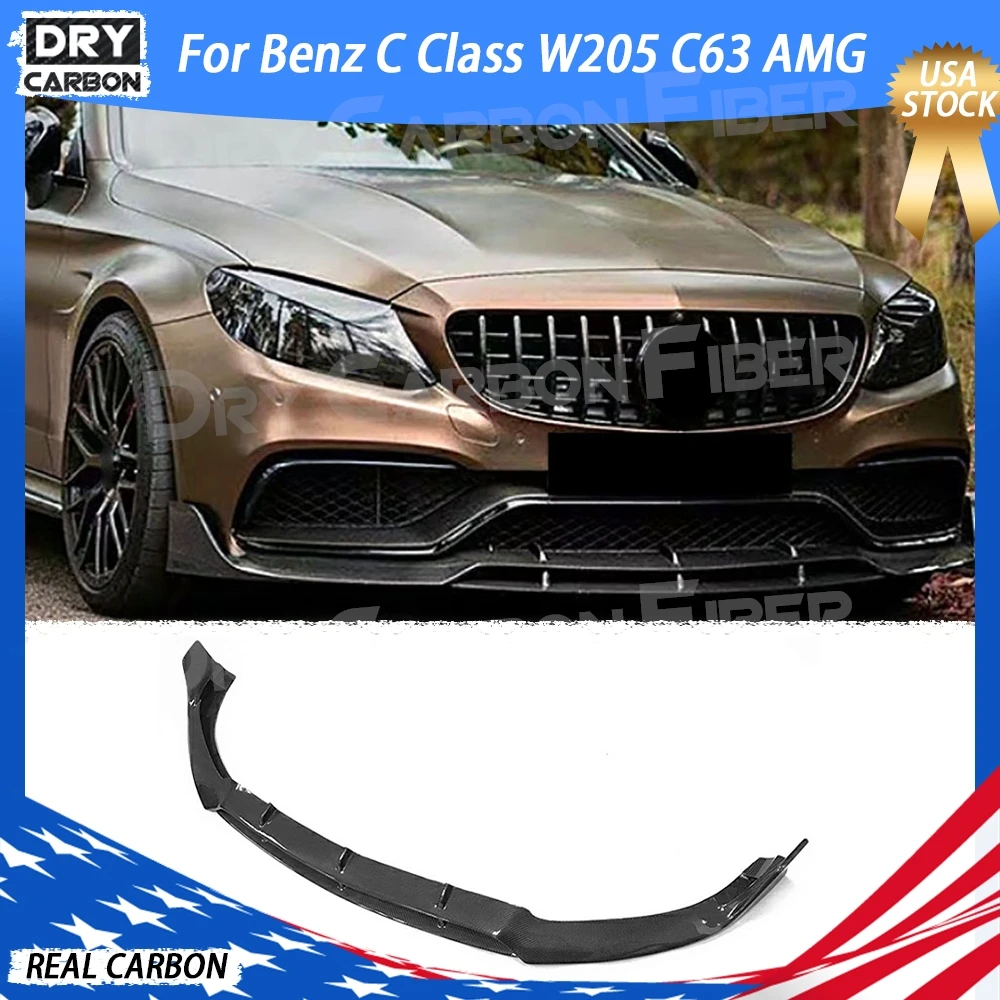 

Carbon Fiber Front Bumper Lip Spoiler For Mercedes Benz C Class W205 C63 AMG C180 C200 C260 2015-2017 Front Chin Spoiler