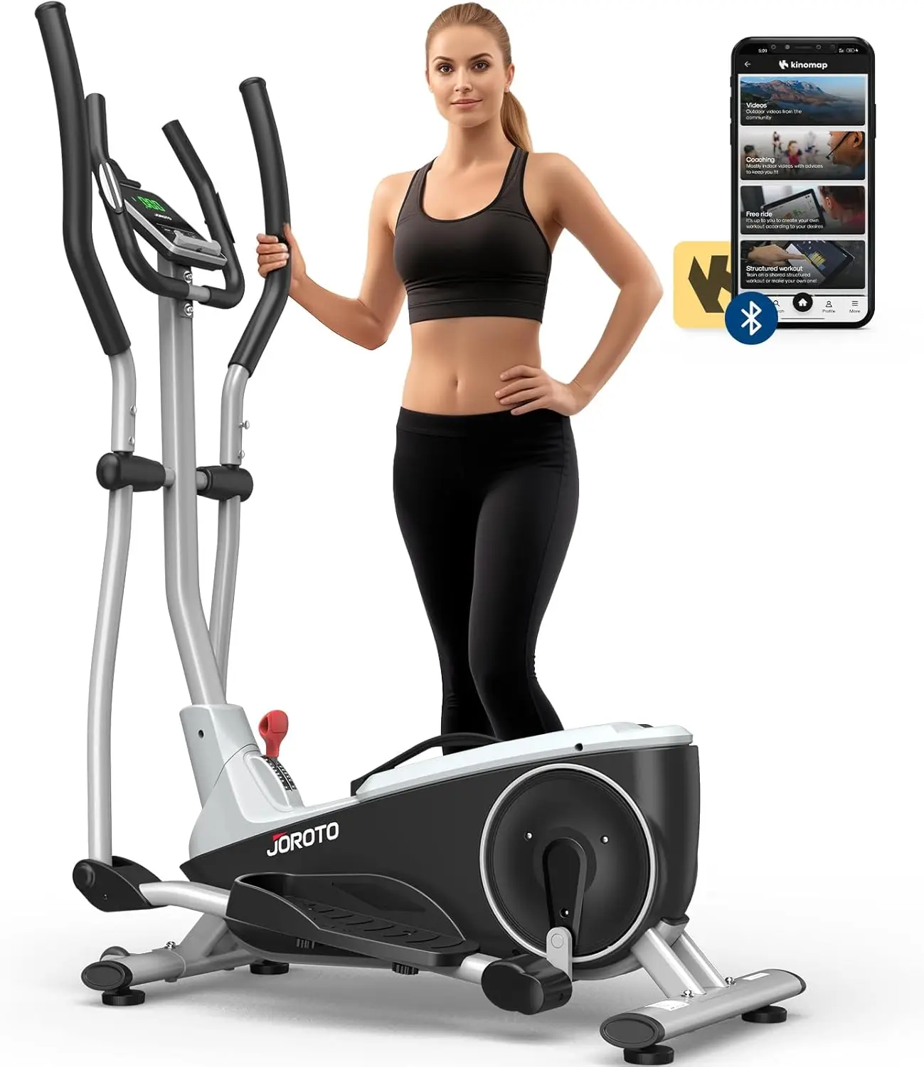 

Elliptical Machine, Cross Trainer with 8 Resistance Levels Hyper-Quiet Magnetic Driving System, Pulse Rate Grips & LCD Mo