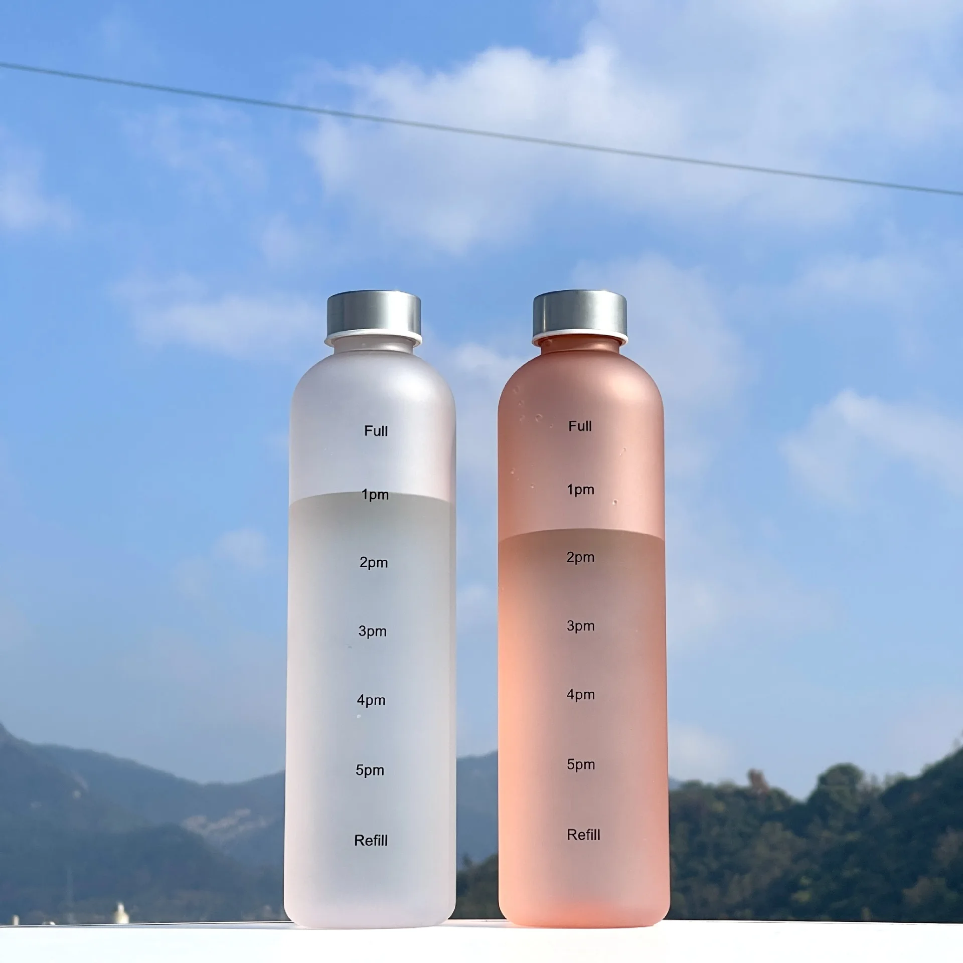 1 l Wasserflasche mit Zeitmarkierung, 32 oz, Fitness, Sport, Outdoor, Reisen, tragbar, auslaufsicher, Trinkgeschirr, BPA-frei, mattierte Trinkflaschen – Detail 16