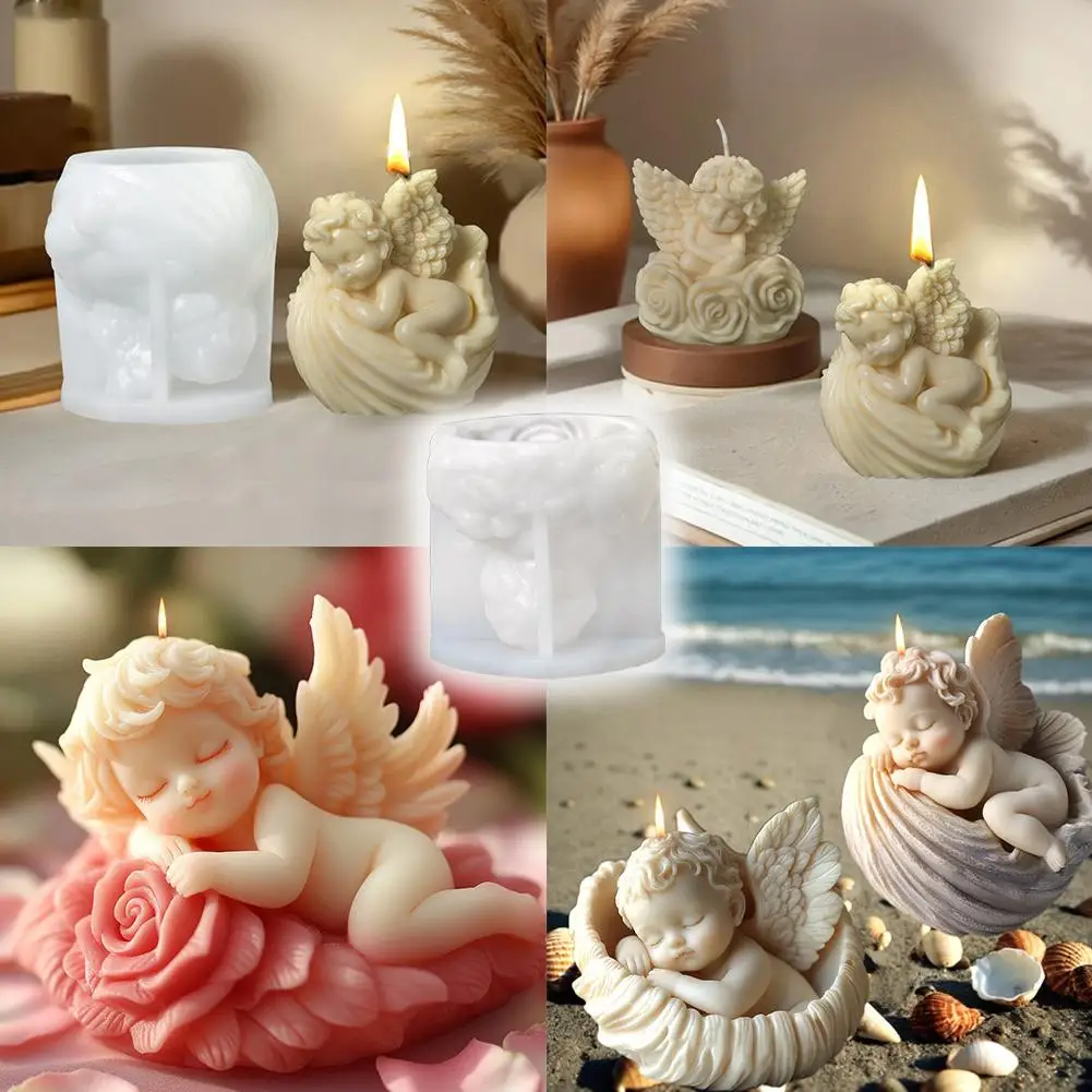 Lovely 3D Rose Angel Candle Silicone Mold DIY Aromatherapy Home Molds Cake Soap Handmade Gypsum Tools Chocolate Decor Candl G7Y7