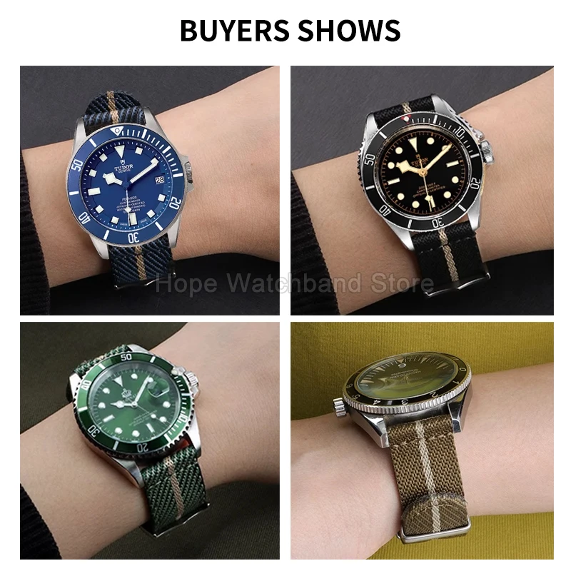 قسط طبقة مزدوجة المنسوجة النايلون قماش حزام ساعة اليد 20 22 مللي متر دائم مقاوم للماء قوي ل تيودور تيسو الأسود الغواصة DW كاسيو