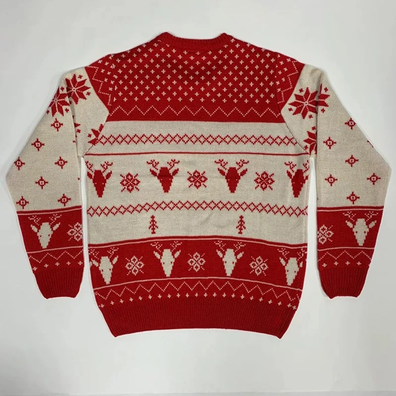 Amazon AliExpress cross-border supply of pullover knitwear round neck jacquard vintage car men's Christmas sweater in stock