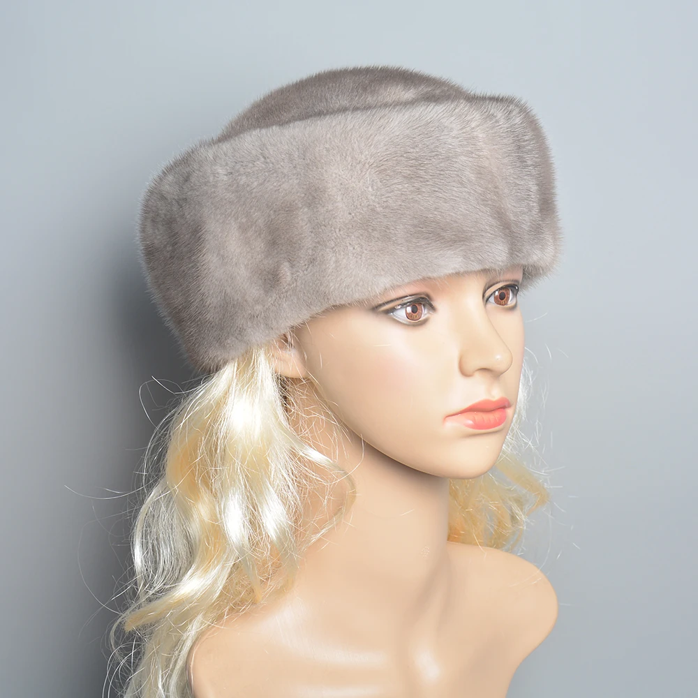 100% Real Natural Whole Fur Mink Fur Hat Women Winter Elegant European and American Fashion Women Fashion Real Mink Fur Cap