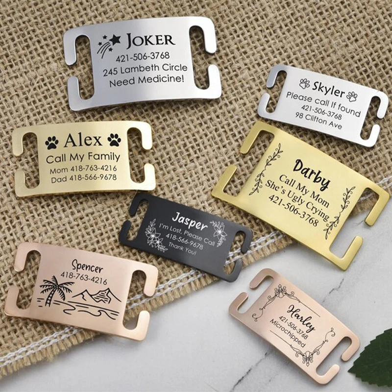 Curved Dog Cat Id Tag Personalized Silent Collar Tag Pet Address Tag Customized For Stainless Steel Free Carvings Any You Want