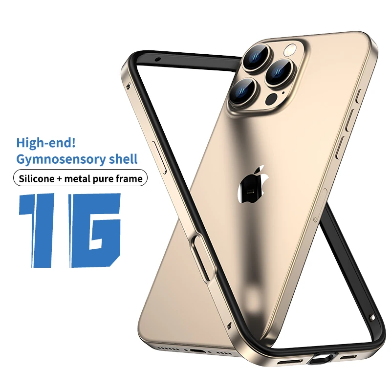 Desert Titanium Gold Metal Bumper Case For iPhone 16 Pro Max 15