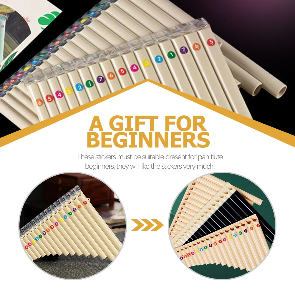 

8 Pcs Panflute Stickers Training Tool Pipe Halloween for Learning Instrument Decal Note Notes