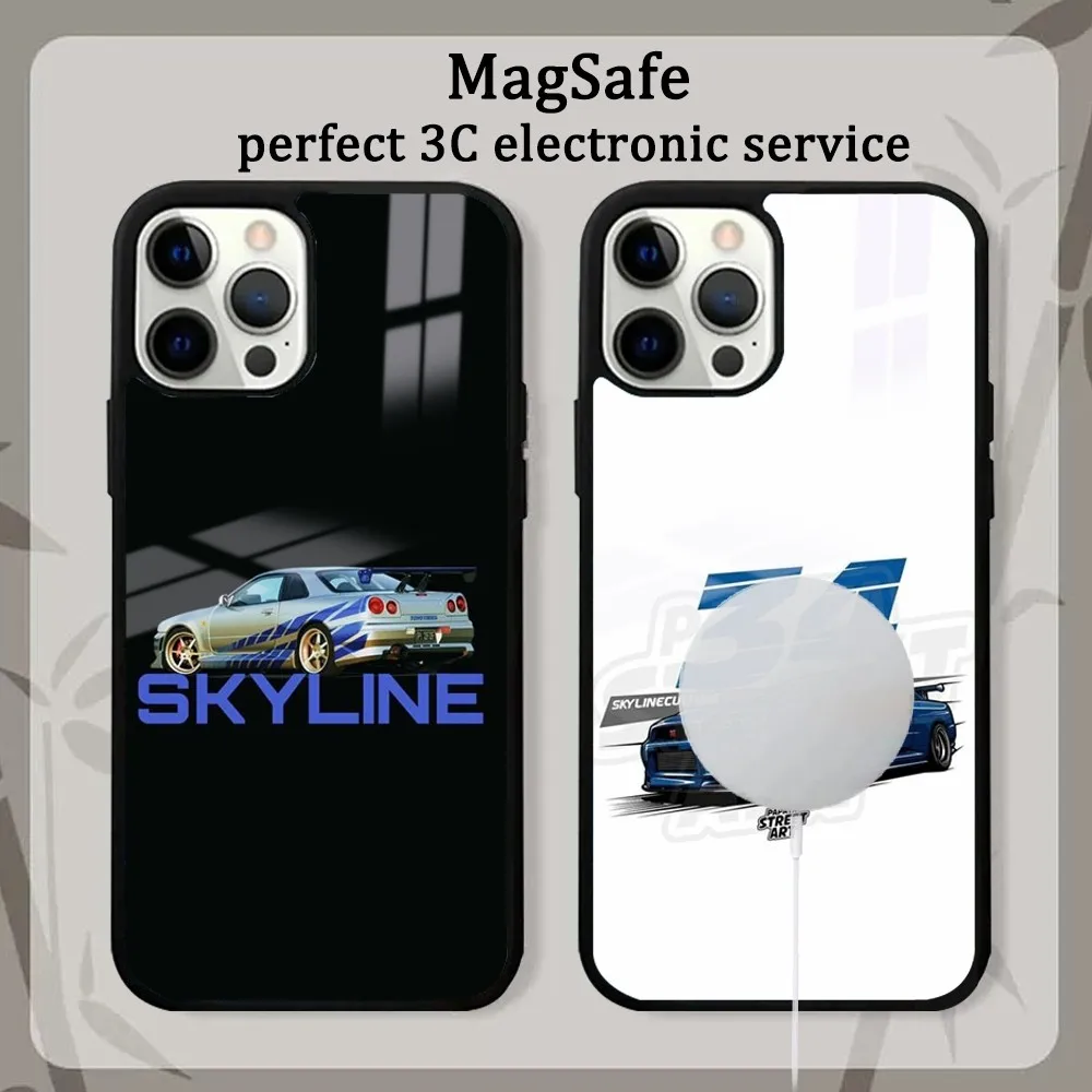 F-Fast And F-Furious R-R34 Phone Case For IPhone 16 15 14 13 12 11 Pro Max Plus Mini Magsafe Mirror Wireless Magnetic Cover