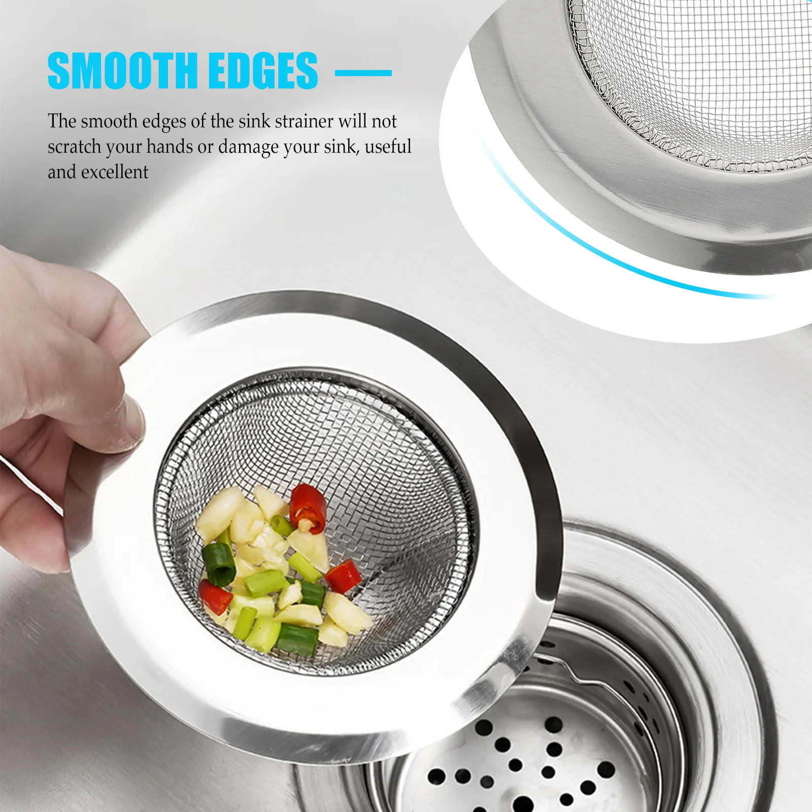 5 قطعة مصافي حوض المطبخ الفولاذ المقاوم للصدأ القمامة تصفية استنزاف مصفاة سدادة سهلة التنظيف مكافحة انسداد بالوعة مرشح القمامة #3