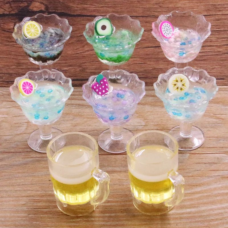 5Pcs 2 Style New Product Big Fruit Beer Cup Resin Earring Charms Diy Findings Keychain Bracelets Pendant For Jewelry Making