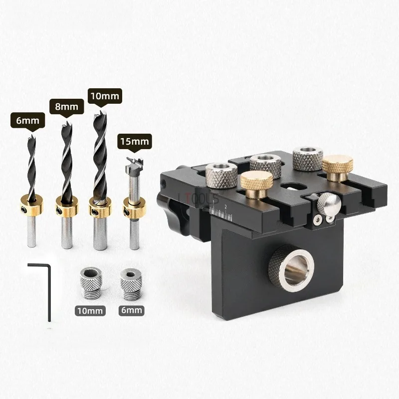 3-in-1 Hole Puncher Tenon Punch Woodworking Positioning Fixture Kit Multifunctional Connecting Tools Drill Guide Puncher Locator