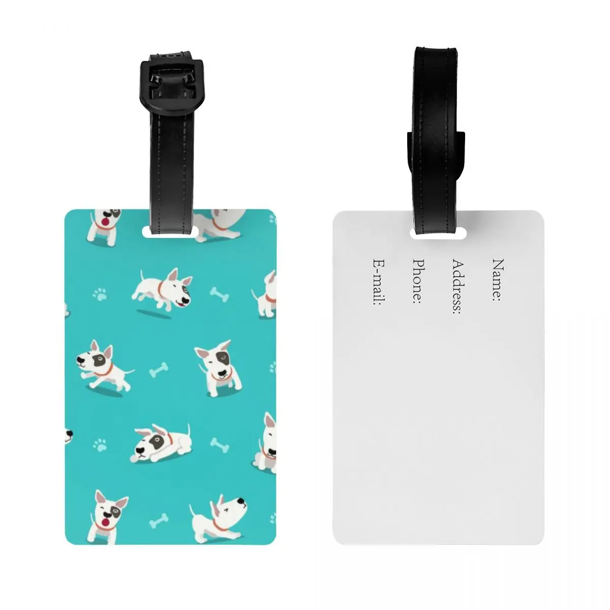 Custom Cute Bull Terrier Puppy Luggage Tags Custom Animal Dog Baggage Tags Privacy Cover ID Label