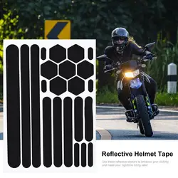 Reflective Stickers for Motorcycle Helmet Protection Strip Reflective Black Sticker Decal for Bicycle Helmet Trailers Bikes #W0