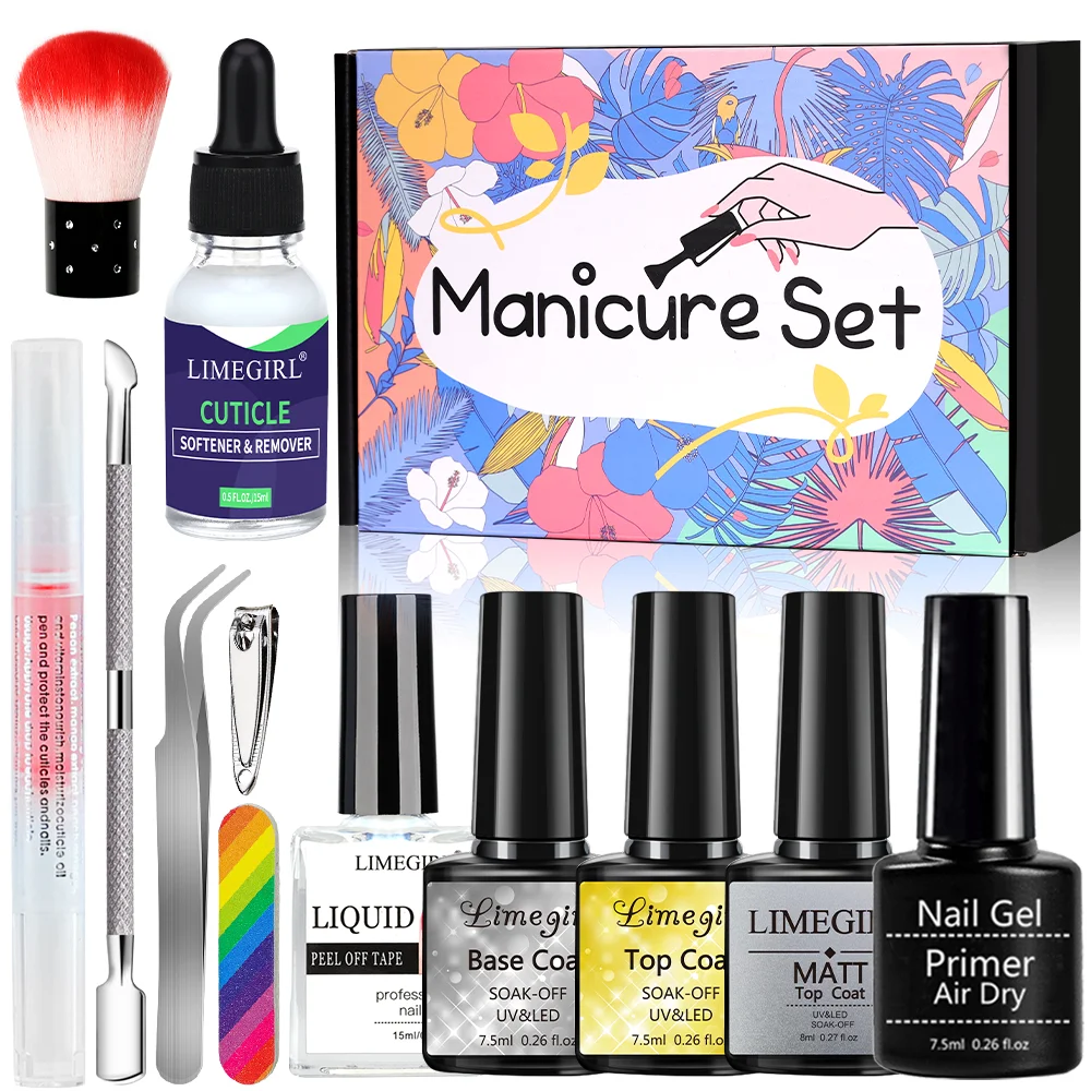 Manicure multifunctional Base Top Coat Set Whit Matt Coat And No-acid Primer And Nursing Oil For Gel  Polish Beginner Tool Kit