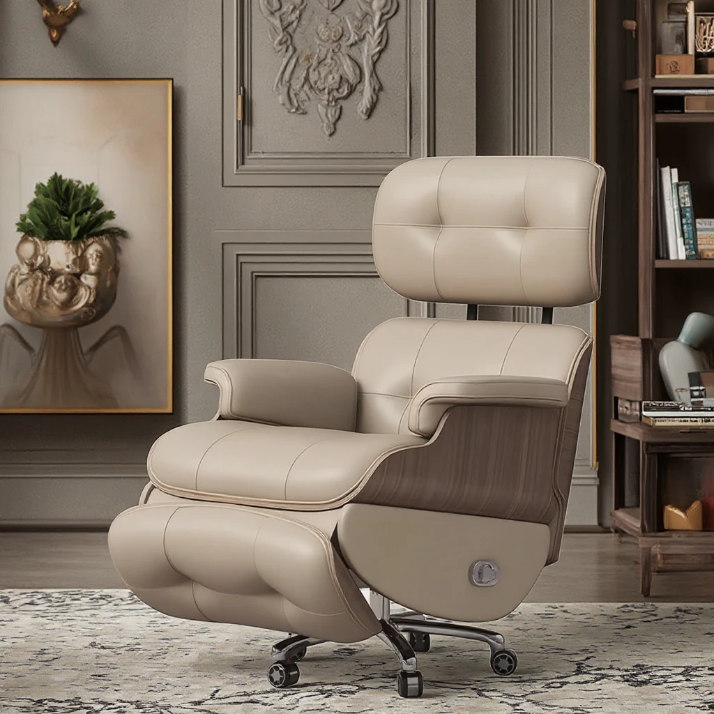 Luxury I Shape Office Sofa Chairs Genuine Leather Electric Ergonomic Single Recliner Chair with Footrest Chaises De Bureau