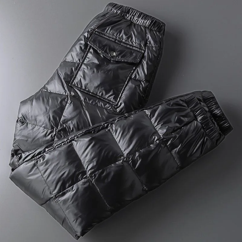 Autumn and Winter New Fashion Thicken Warm Black Cotton Trousers Men's Casual Loose Sport Windproof Plus Size High-Grade Pants