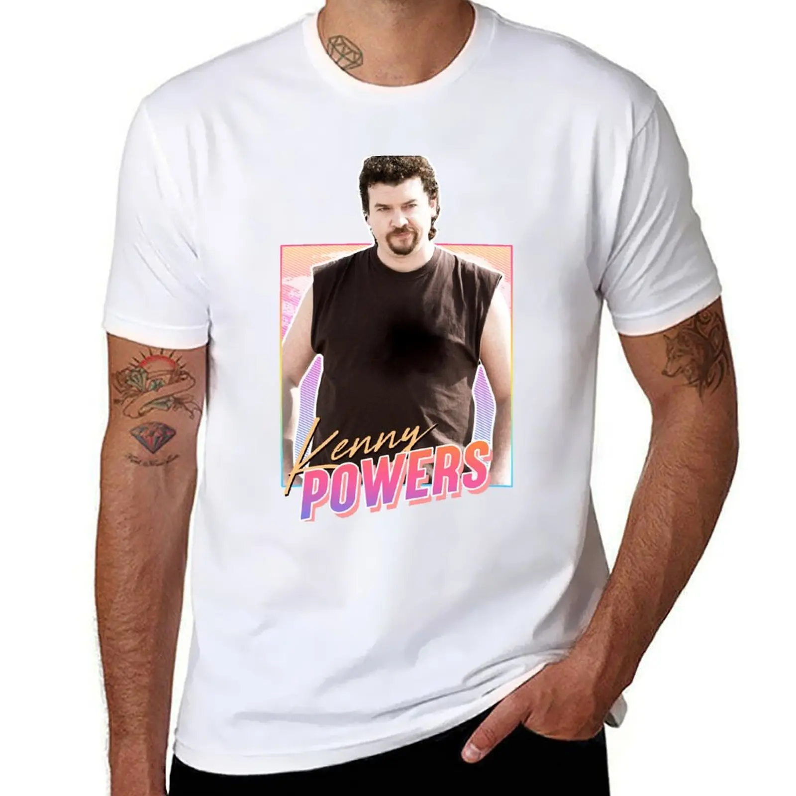 Kenny design Powers 80s T-Shirt Work Daily Short Sleeve Top