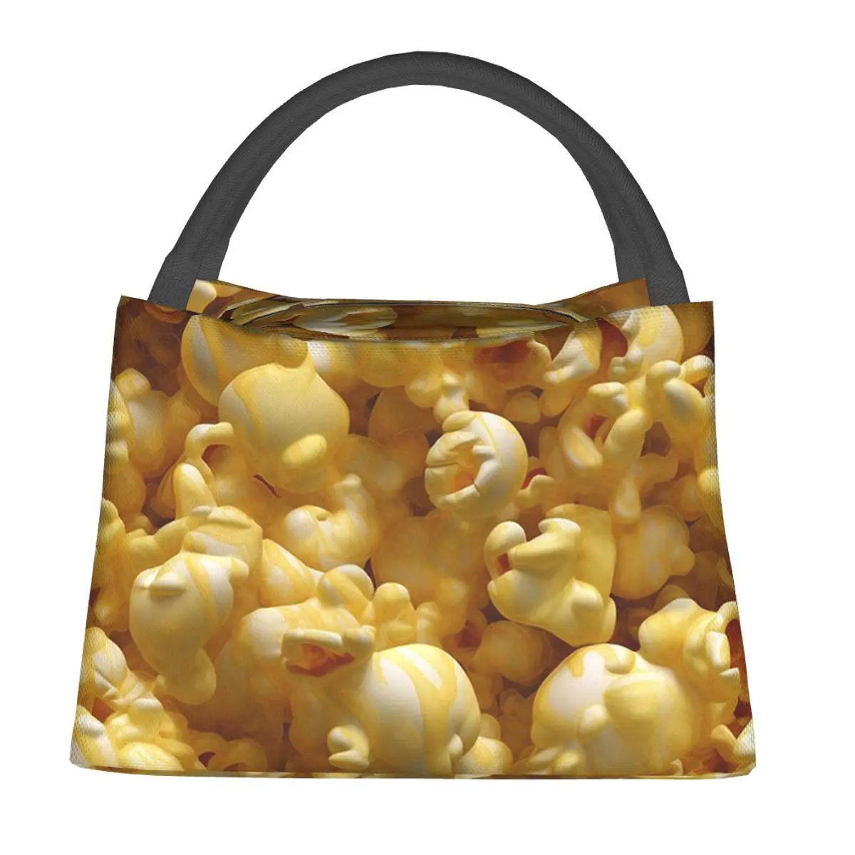 Seamless Buttered Popcorn Pattern Lunch Bags Insulated Bento Box Lunch Tote Picnic Bags Cooler Thermal Bag for Woman Girl School